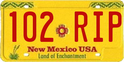 NM license plate 102RIP