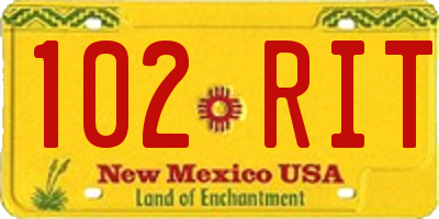 NM license plate 102RIT