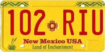 NM license plate 102RIU