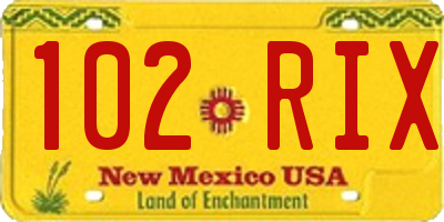 NM license plate 102RIX