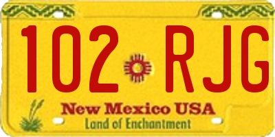NM license plate 102RJG