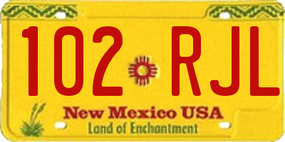 NM license plate 102RJL