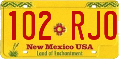 NM license plate 102RJO