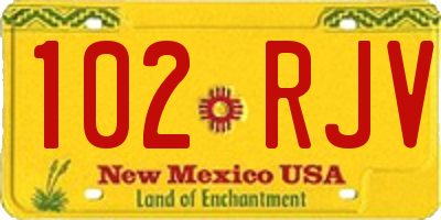 NM license plate 102RJV