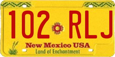 NM license plate 102RLJ
