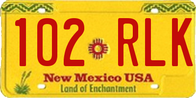 NM license plate 102RLK