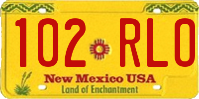 NM license plate 102RLO