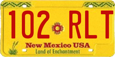 NM license plate 102RLT