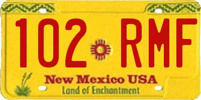 NM license plate 102RMF