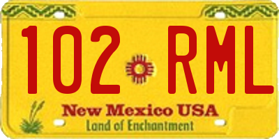 NM license plate 102RML