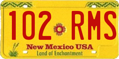 NM license plate 102RMS