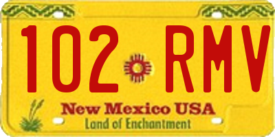 NM license plate 102RMV