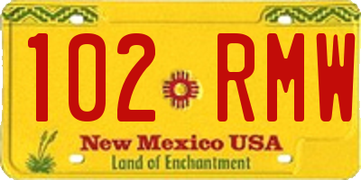 NM license plate 102RMW