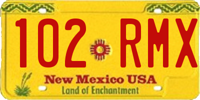 NM license plate 102RMX