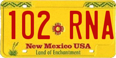 NM license plate 102RNA