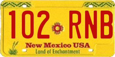 NM license plate 102RNB