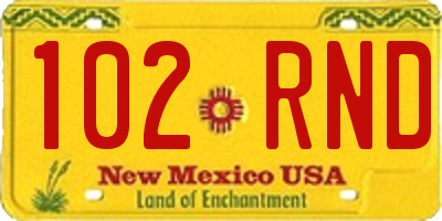 NM license plate 102RND