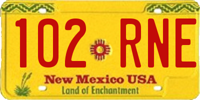 NM license plate 102RNE