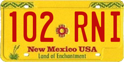 NM license plate 102RNI
