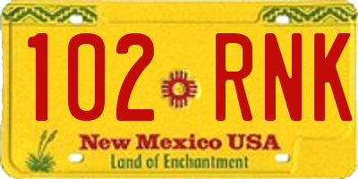 NM license plate 102RNK