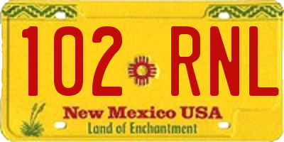 NM license plate 102RNL