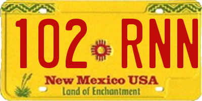 NM license plate 102RNN