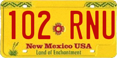 NM license plate 102RNU