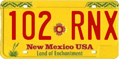 NM license plate 102RNX