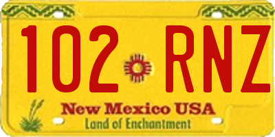 NM license plate 102RNZ