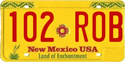 NM license plate 102ROB
