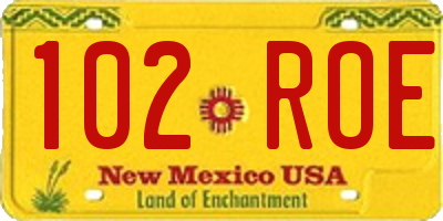 NM license plate 102ROE