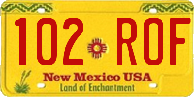 NM license plate 102ROF