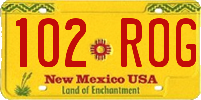 NM license plate 102ROG