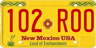 NM license plate 102ROO