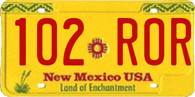 NM license plate 102ROR