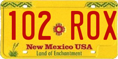 NM license plate 102ROX