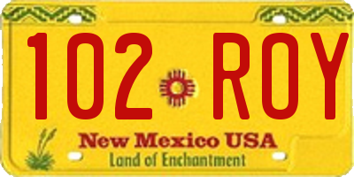 NM license plate 102ROY