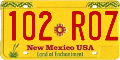 NM license plate 102ROZ