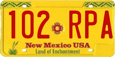 NM license plate 102RPA