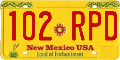 NM license plate 102RPD