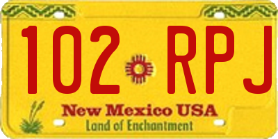 NM license plate 102RPJ