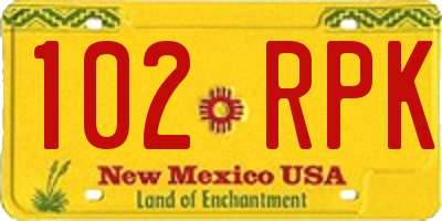 NM license plate 102RPK