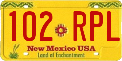 NM license plate 102RPL