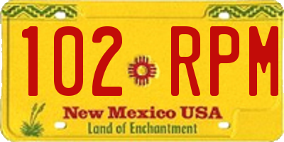 NM license plate 102RPM
