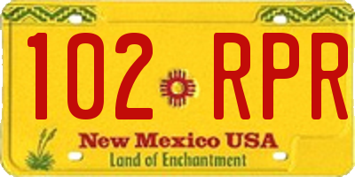 NM license plate 102RPR