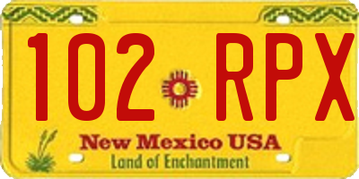 NM license plate 102RPX