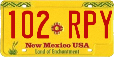 NM license plate 102RPY
