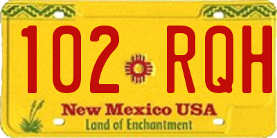 NM license plate 102RQH