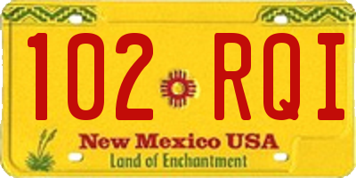 NM license plate 102RQI