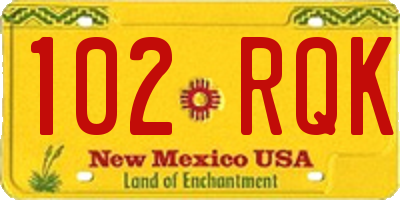 NM license plate 102RQK